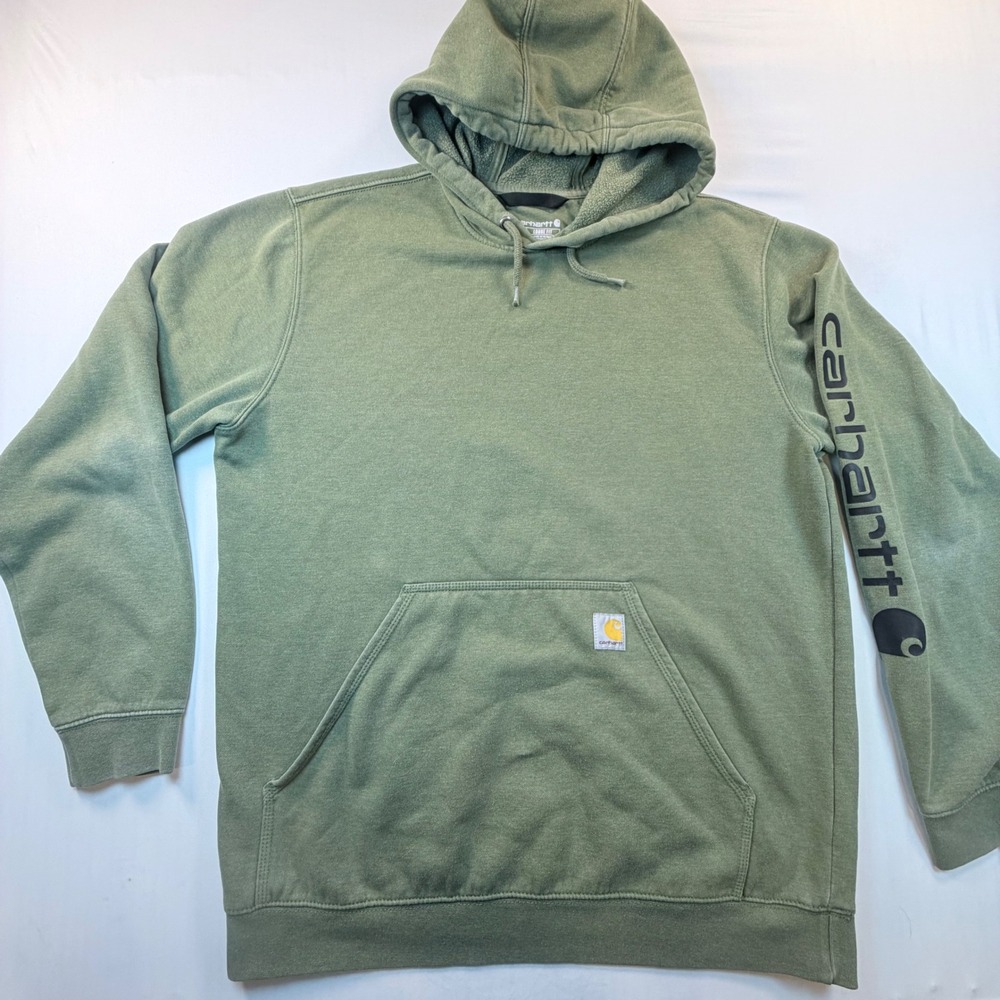 Carhartt K288 Hoodie Mens Large Green Loose Fit Sleeve Logo Pulloverβ Hooded